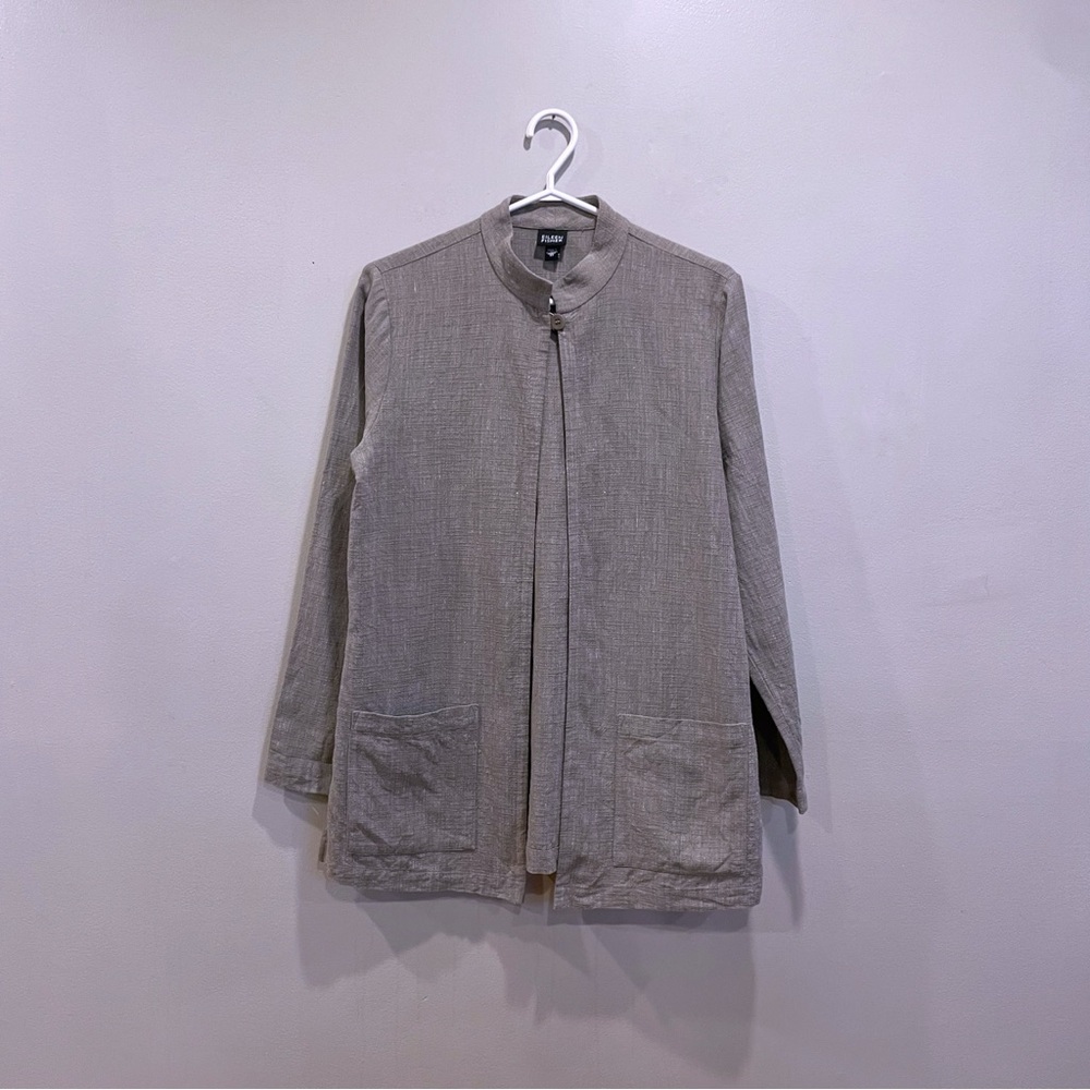 Eileen Fisher Linen Mandarin Collar Jacket